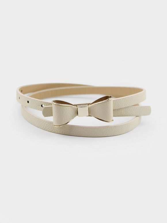 Ceinture Décorée de Nœud Papillon en PU - Jaune clair 