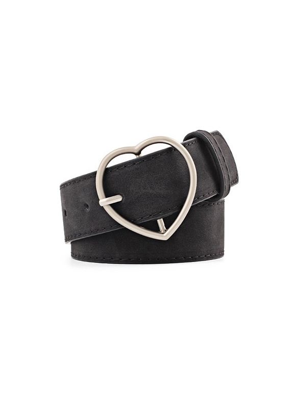 Ceinture Bouclée Motif de Cœur en PU - Noir 