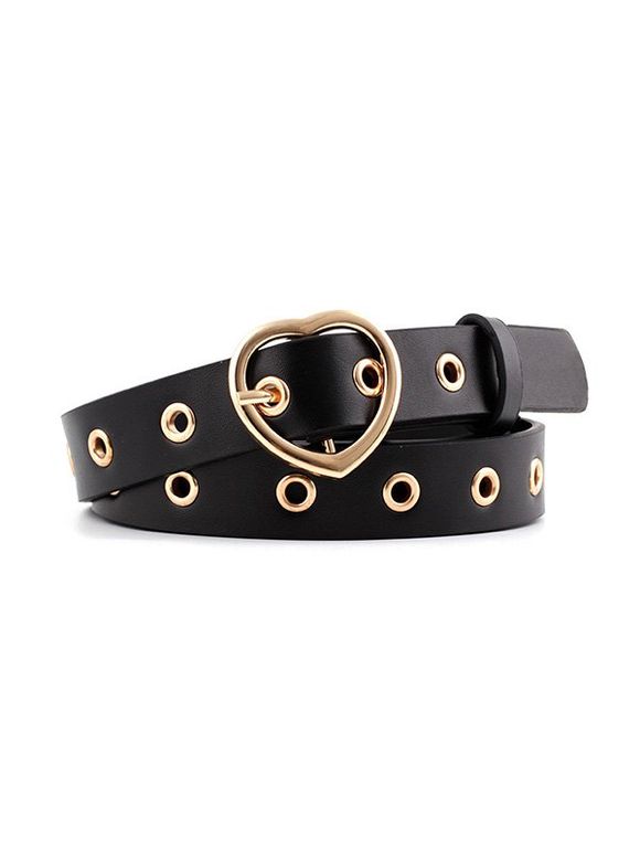 Ceinture Boucle en Forme de Cœur en Cuir PU - Noir 