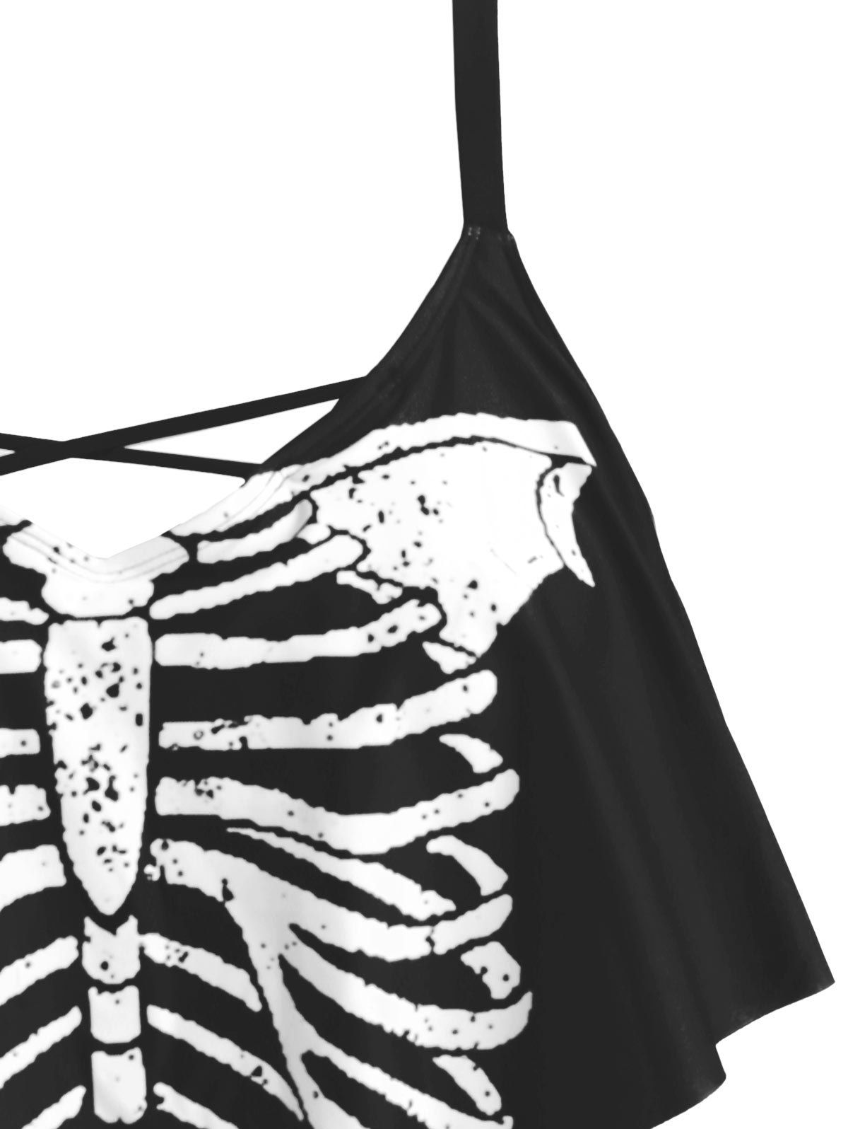 37 Off 2021 Skull Skeleton Flounces Halloween Plus Size Tankini Swimwear In White Dresslily