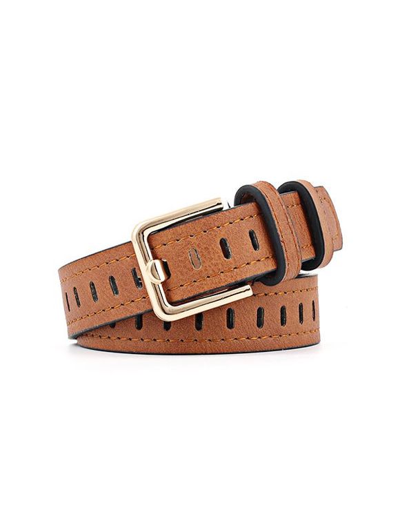 Ceinture Bouclée en Cuir PU en Alliage - café 