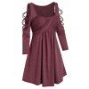 Robe Evasée Croisée à Epaule Dénudée à Volants - Brique Réfractaire XL