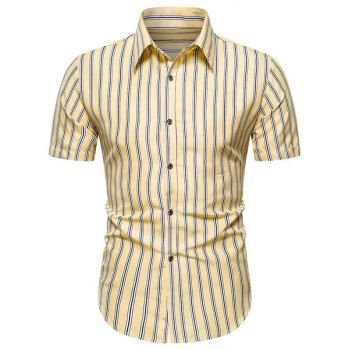 

Plain Short Sleeves Striped Shirt, Yellow