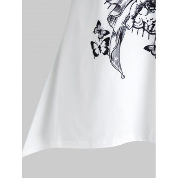 

Plus Size Renaissance Print Asymmetric T Shirt, White