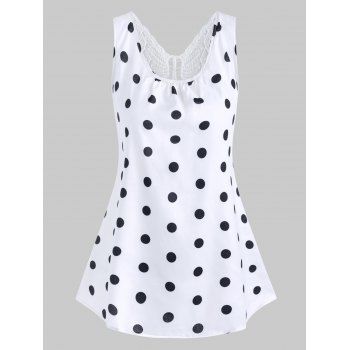 

Plus Size Polka Dot Lace Butterfly Tank Top, White