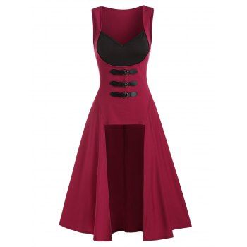 Image of Buckle Detail High Low Long Faux Twinset Tank Top