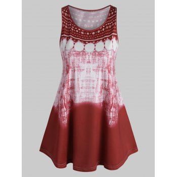 

Plus Size Geometry Tie Dye Tank Top, Deep red