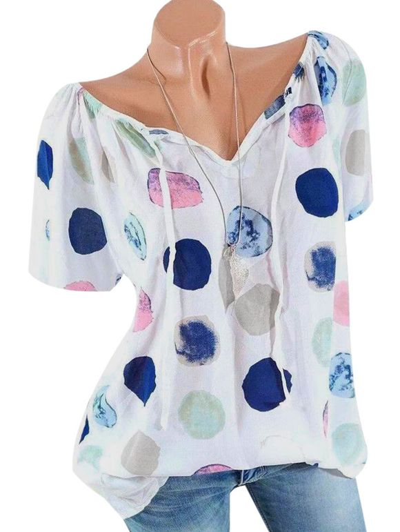 Blouse Imprimée de Grande Taille - Blanc 5X