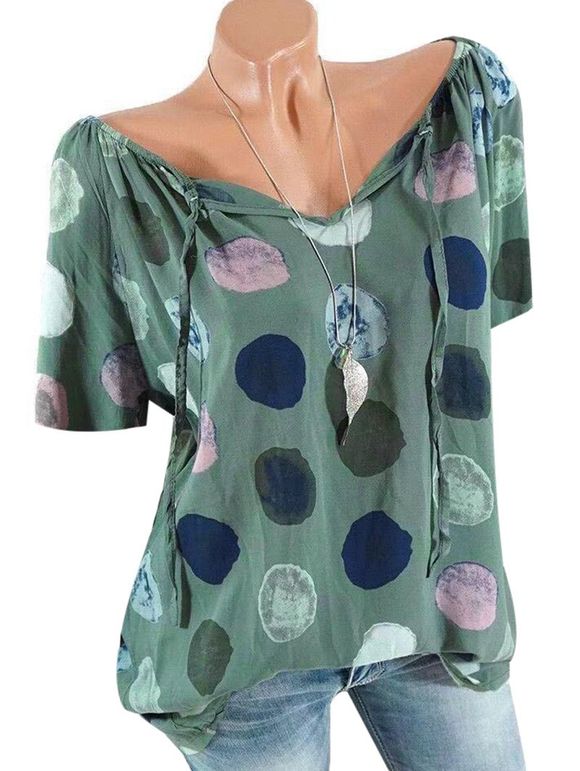Blouse Imprimée de Grande Taille - Vert clair 5X