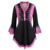 Blouse en Couleur Ombrée à Manches de Cloche Grande-Taille - Rose clair 5X