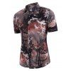 Chemise Haute Basse Paysage Imprimé à Manches Courtes - multicolor L
