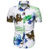 Chemise de Plage Boutonnée Feuille Tropicale Imprimée - Blanc 3XL