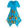 Robe Décontractée Tournesol Croisée de Grande Taille - Bleu L