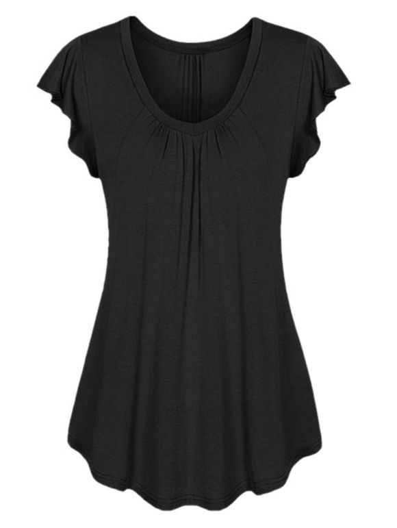 T-shirt Manches de Cloche de Grande Taille - Noir 2X