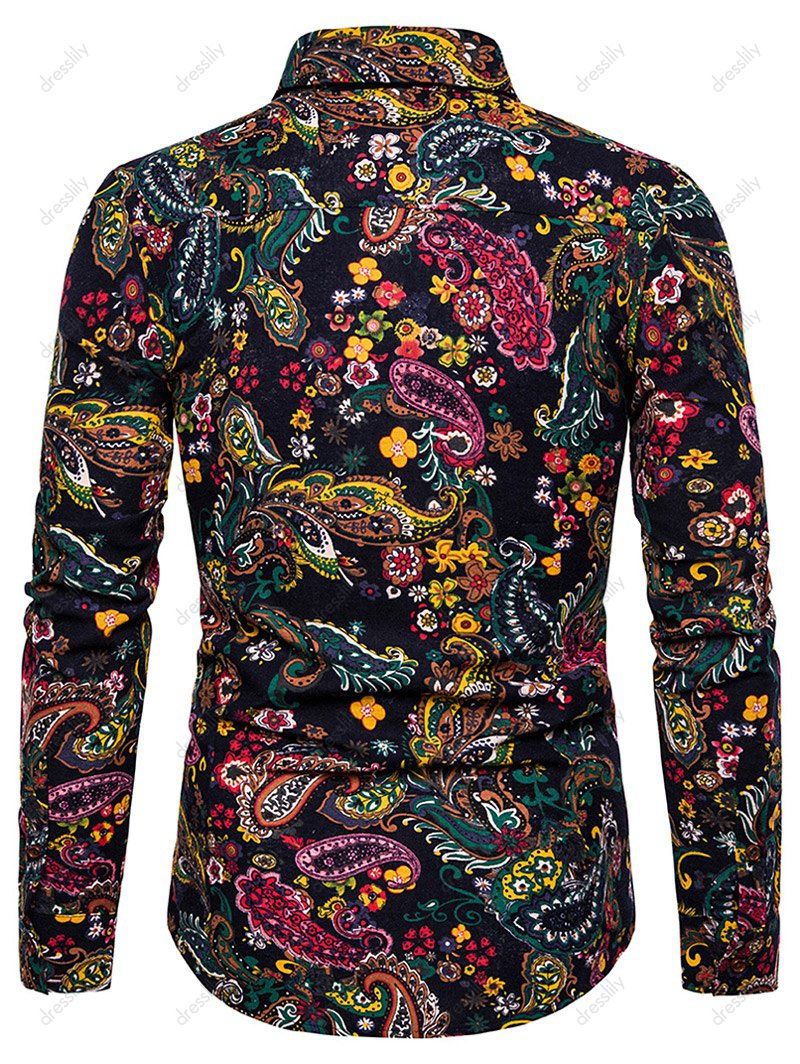 [29% OFF] 2020 Ditsy Paisley Print Linen Button Up Shirt In Multicolor ...