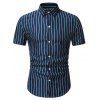 Chemise Boutonnée à Rayure Verticale Imprimée - Bleu de Minuit 3XL