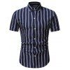 Chemise Décontractée Motif de Rayure Verticale - Bleu de Minuit 3XL