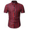 Chemise Décontractée Motif de Rayure Verticale - Rouge 3XL