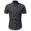 Chemise Décontractée Motif de Rayure Verticale - Noir 3XL