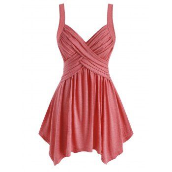 

Crossover Front Handkerchief Tank Top, Light pink