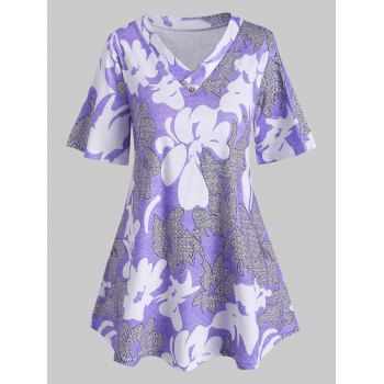 

Plus Size Full Printed Tunic Tee, Light purple