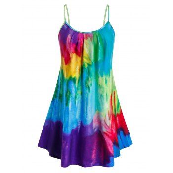 

Plus Size Tie Dye Long Tunic Tank Top, Multicolor