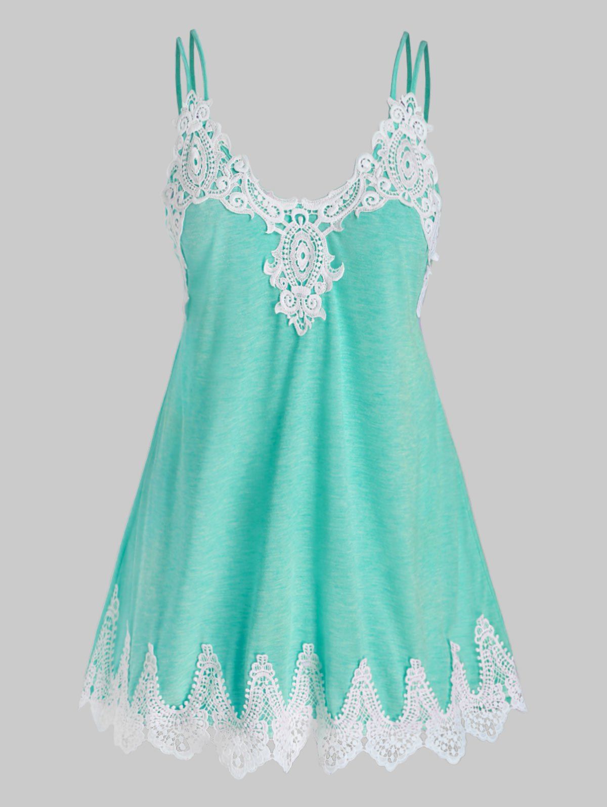 

Plus Size Lace Spaghetti Strap Tank Top, Medium turquoise