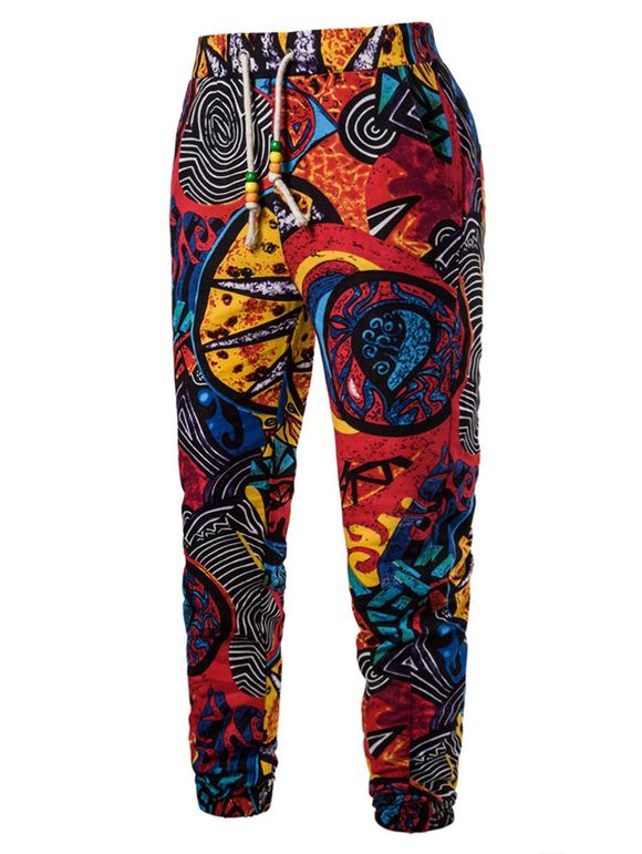 Pantalon de Jogging Motif Géométrique Tribal - multicolor B M