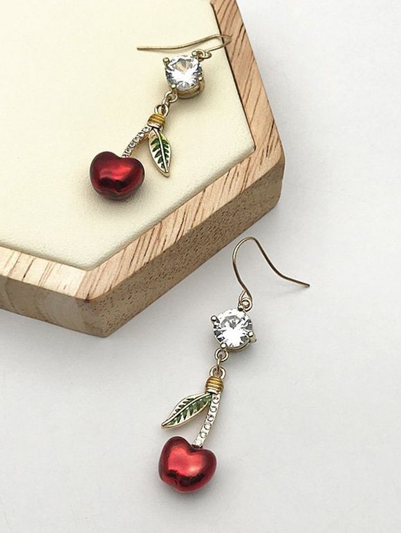 Boucles d'Oreilles Pendantes en Forme de Pommes en Strass - d'or 