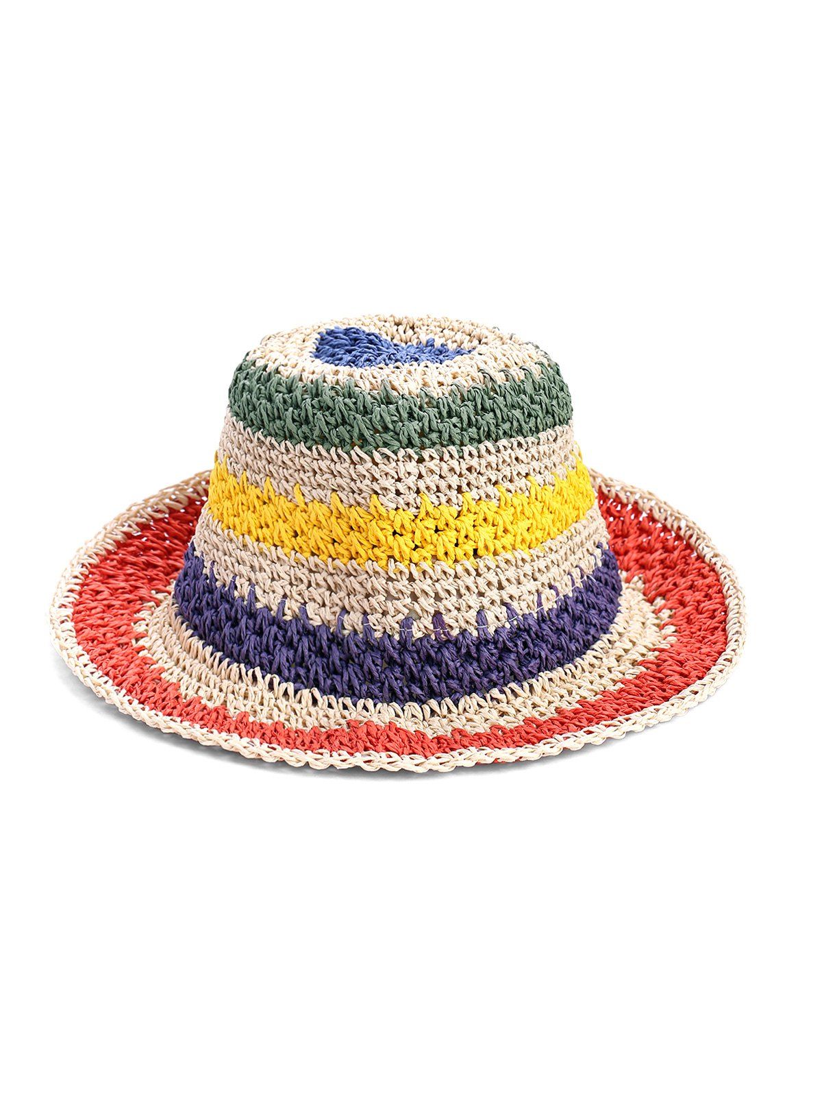 [24% OFF] 2020 Striped Colored Straw Bucket Hat In BEIGE | DressLily