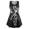 Débardeur Dragon Imprimé Style Chinois Grande Taille - Noir 5X