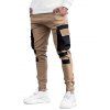 Pantalon de Jogging Cargo Panneau en Blocs de Couleurs à Taille Elastique - Kaki XL