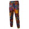Pantalon de Jogging Tribal Cachemire Imprimé à Cordon - Orange vif L