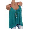 Débardeur Tunique Plissé Fleur Brodée - Vert 2XL