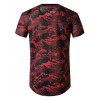 T-shirt Camouflage Imprimé en Maille Jointif avec Trou - Rouge S