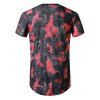 T-shirt Long Courbé Imprimé Jointif en Denim - Rouge 2XL