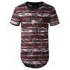 T-shirt Courbe Long Transparent Etoile Imprimé avec Trou Jointif - Rouge S