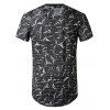 T-shirt Courbe Jointif en Maille Imprimé à Col Rond - Noir S