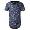 T-shirt Courbe Jointif en Maille Imprimé à Col Rond - Bleu M