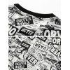 T-shirt Courbe Long Journal Imprimé Semi-Transparent - Noir S