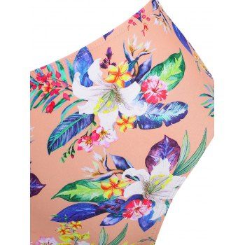 Kaufen Tropical Flower Ribbed Tied High Waisted Tankini Swimwear. Bild