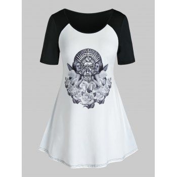 

Plus Size Renaissance Art Angel Print Tunic Tee, White
