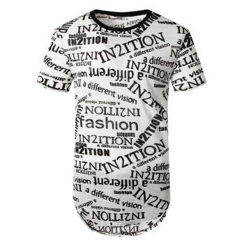Letter Print Semi See Through Longline T Shirt dresslily imagine noua 2022