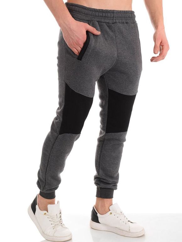 Pantalon de Jogging Décontracté Panneau en Blocs de Couleurs - Gris Foncé XL