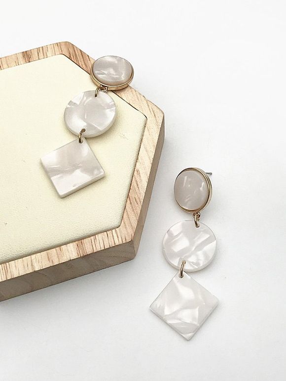 Boucles d'Oreilles Pendantes de Forme Géométrique en Fausse Gemme - d'or 