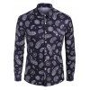 Paisley Print Long Sleeve Button Up Shirt - BLACK M