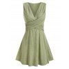 Sleeveless Plunge Neck Crossover Heathered Dress - AVOCADO GREEN M