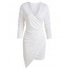 Robe Fourreau Asymétrique Superposée à Manches Longues - Blanc 2XL