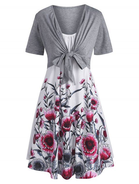 Tie Front Top and Floral Trapeze Cami Dress