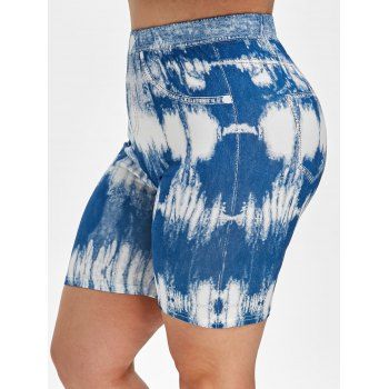 

Plus Size Sky Tie Dye 3D Print Shorts, Blue